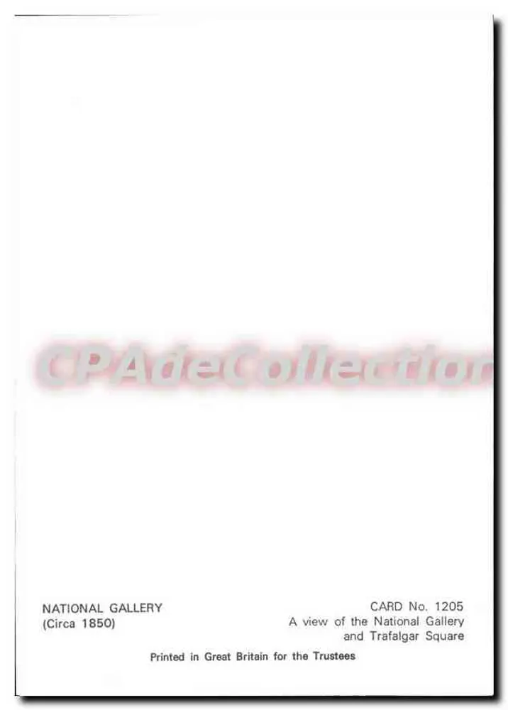 National Gallery — Trafalgar Square — National Gallery (Circa 1850) — CARD No. 1205 - Verso