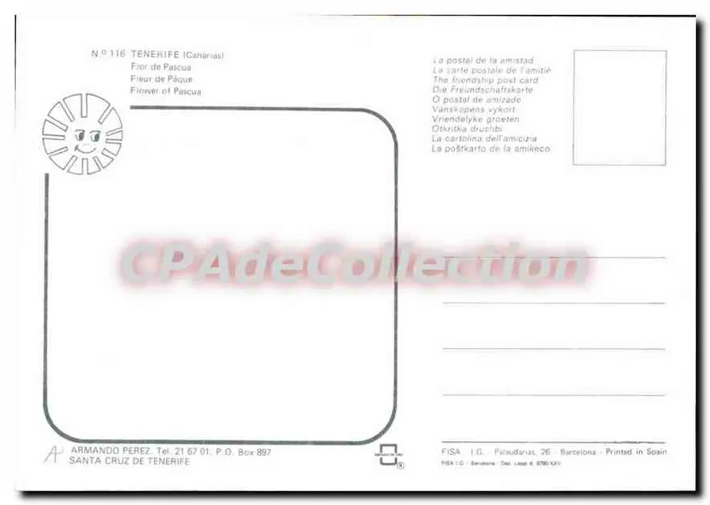 Hoa Pâque — Tenerife (Các đảo Canary) — FISA I.G. - Barcelone - Mặt sau