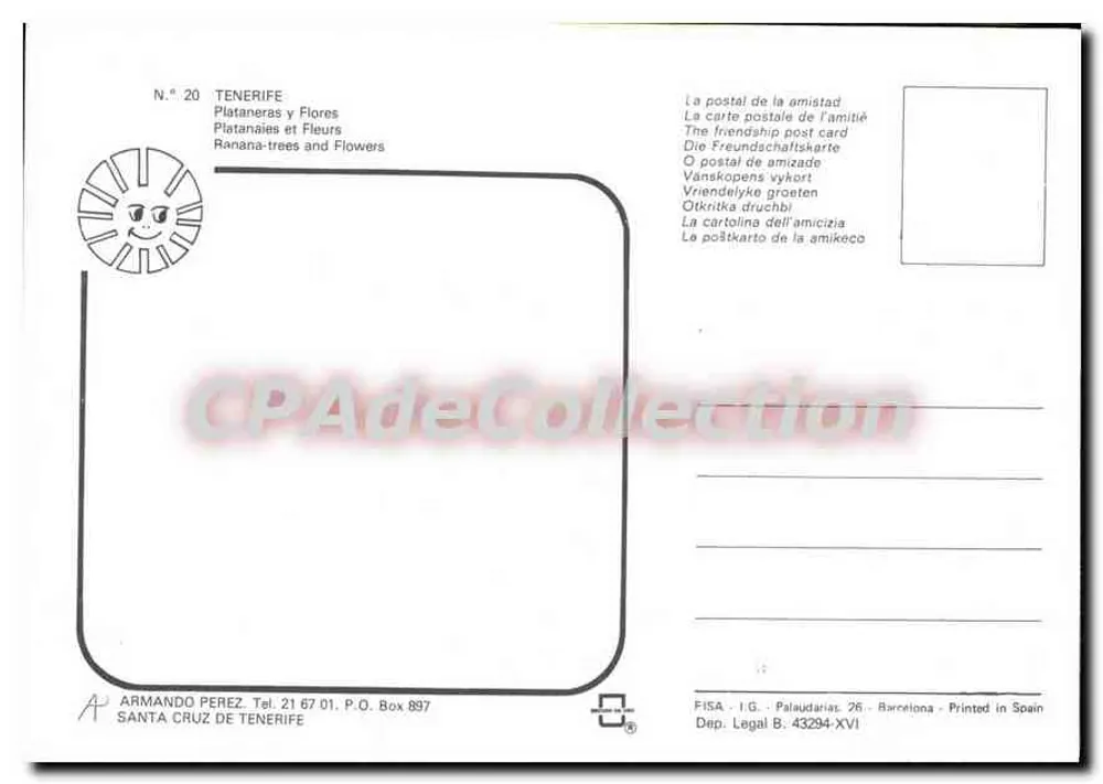 Plataneras y Flores — Tenerife — FISA - I.G. - Palauadrias, 26 - Barcelona - Mặt sau