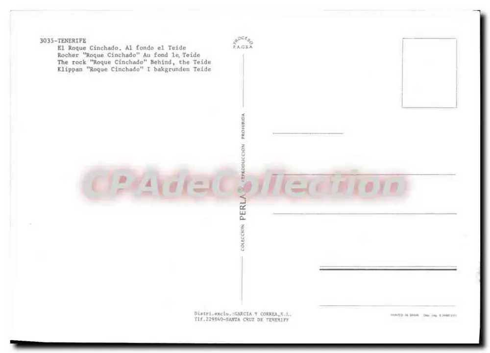 Roque Cinchado — Tenerife — Bộ sưu tập García y Correa, n° 3035 - Mặt sau