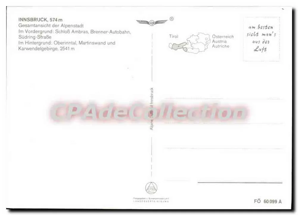 Innsbruck — Olympiastadt — Ausgabe FÖ 60 099 A - Rückseite