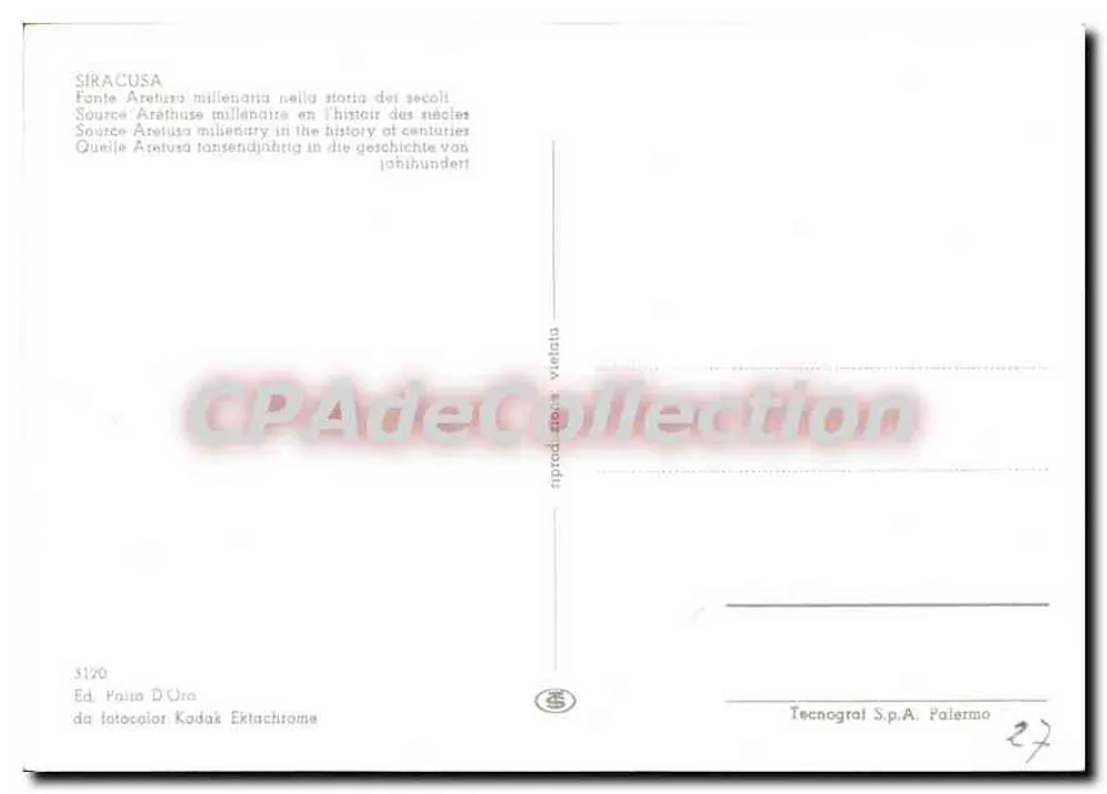 Fonte Aretusa — Siracusa — Ed. Faita D'Oro n° 3120 - Rückseite