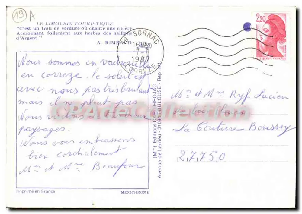 Rivière d'Argent — Sornac — Éditions C.P. Théoujac - Verso