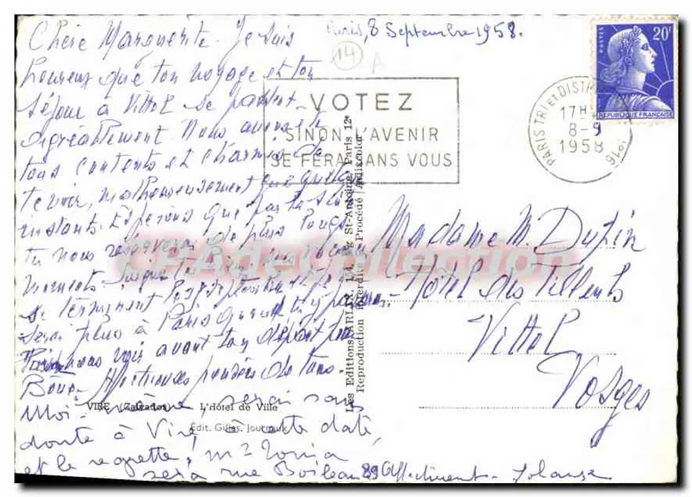 Hôtel de Ville de Vittel — vista arquitetônica — CPAdeCollection - Verso