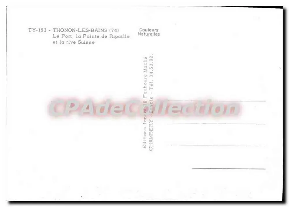 Thonon-les-Bains — Der Hafen, die Pointe de Ripaille und die Schweizer Ufer — Editions CHAMBERY - Rückseite