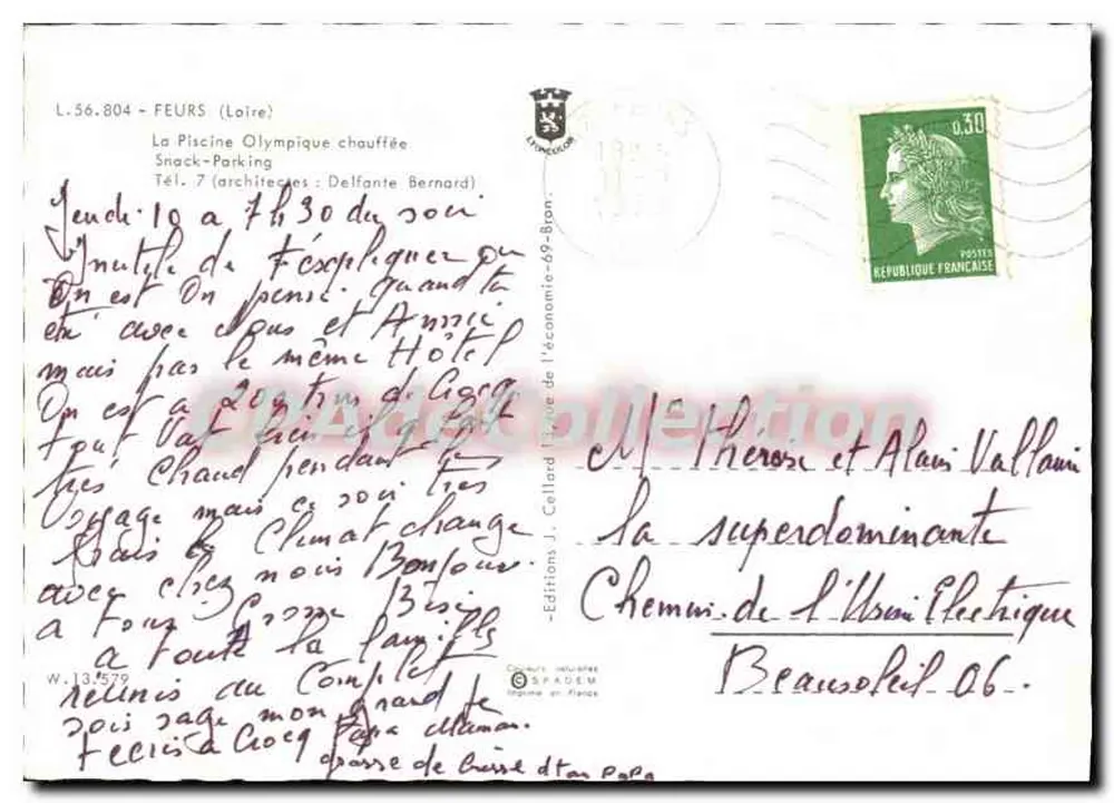 Erwärmte Olympische Schwimmbad in Feurs — Loire — Editions J. Cellard - Rückseite