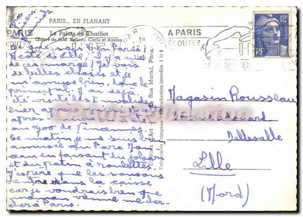Het Palais de Chaillot — Parijs — Uitgever: Edities van de Franse Kunst - Achterkant