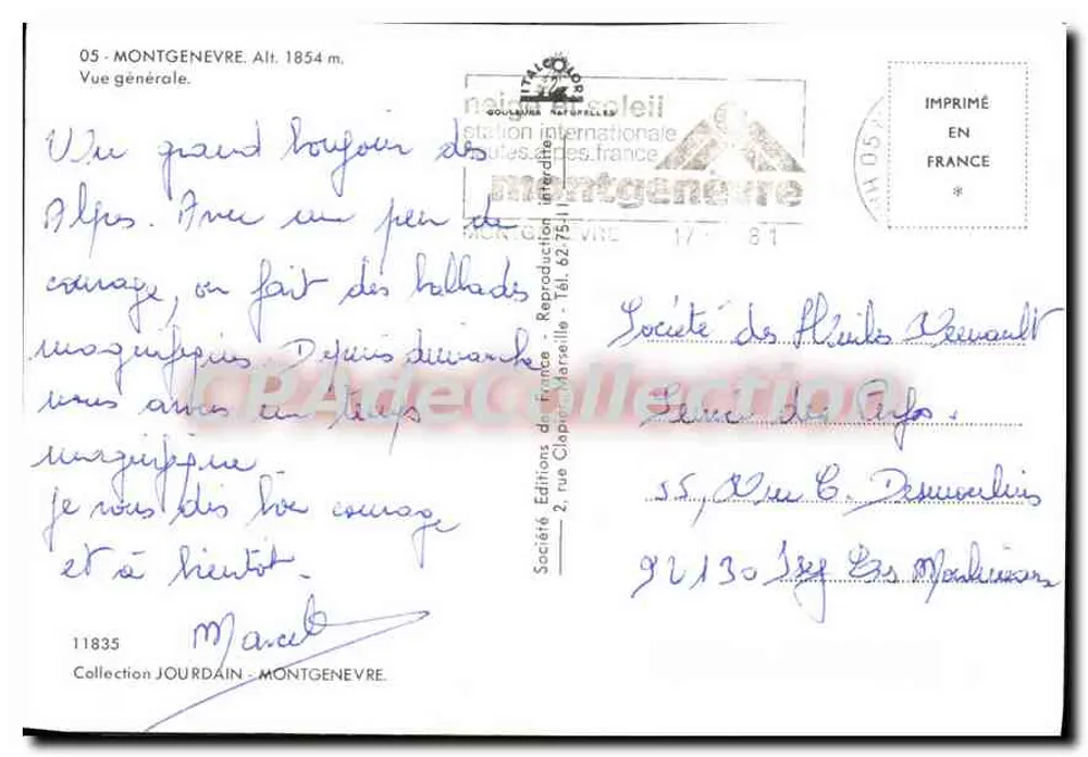 Montgenèvre — Vista geral — Sociedade das Alpes Reunidas - Verso