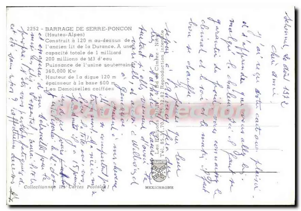 Represa de Serre-Ponçon — Alpes Altos — Mexichrome n°2252 - Verso