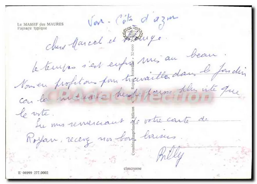 O MASSIF dos MAURES — Paisagem típica — Combi Imprensa de Mâcon, n° 277.0002 - Verso