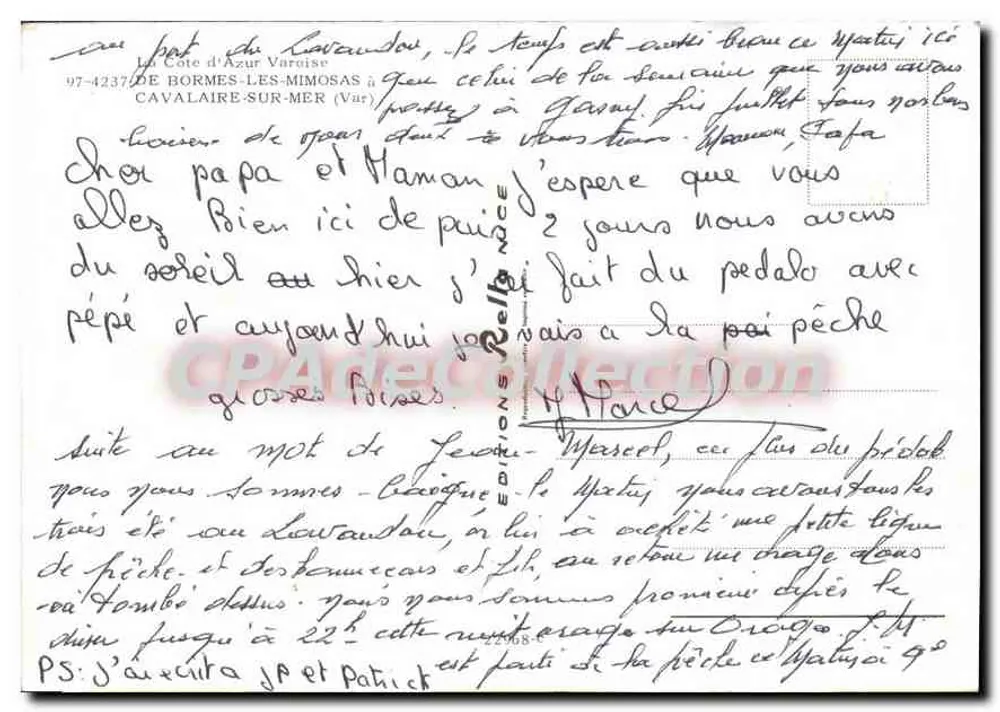 Bormes-les-Mimosas, Le Lavandou, Saint-Clair, Aiguebelle, Cavalière, Pramousquier, Le Rayol — Antike Ansichtskarte Sammlung - Rückseite
