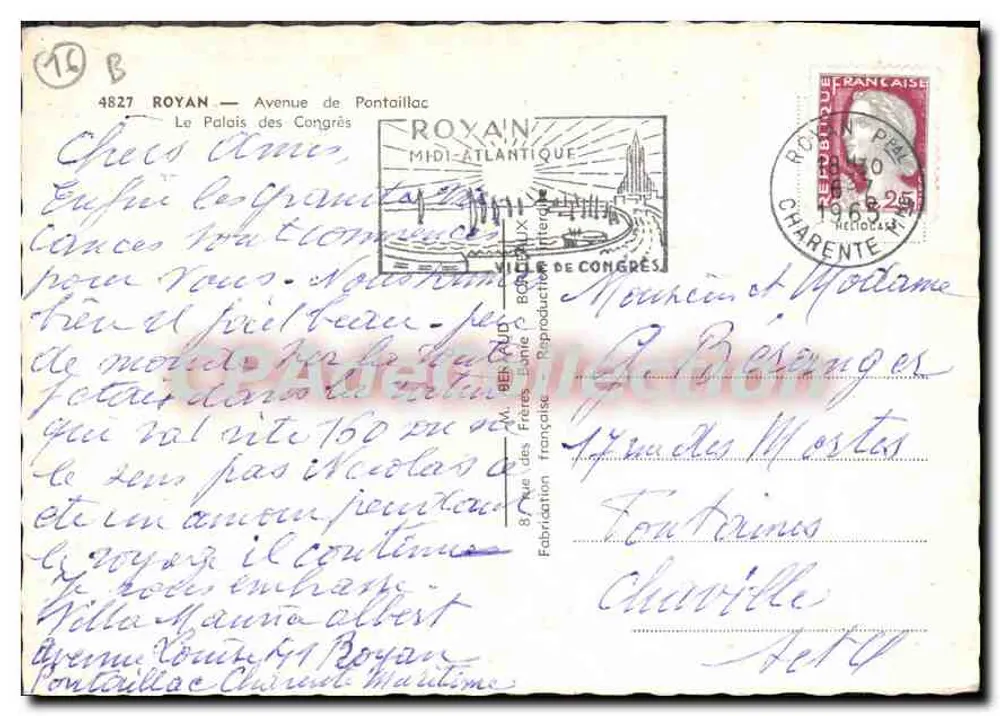 Das Kongresspalast von Royan — Royan, Charente-Maritime — Verlag M. Bertrand, n° 19 B - Rückseite