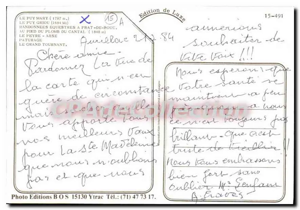 Monts du Cantal — Edizione di Lusso 15-491 — Photo Editions BOS - Verso