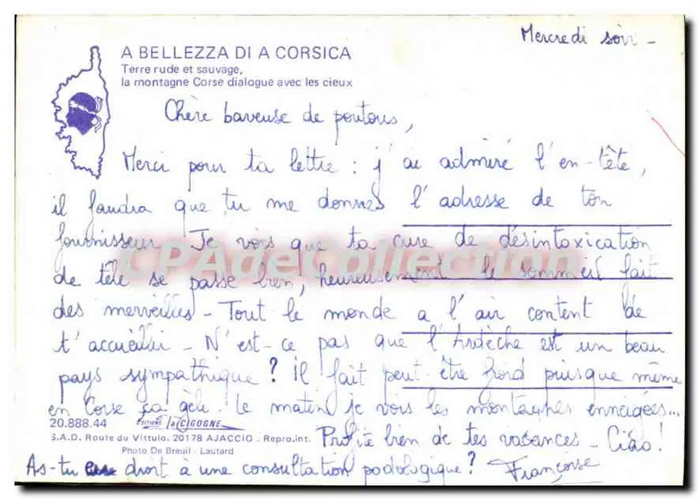 Berge der Korse — Rohes und wildes Land, der korsische Berg spricht mit den Himmeln — Foto De Breuil, Ajaccio - Rückseite