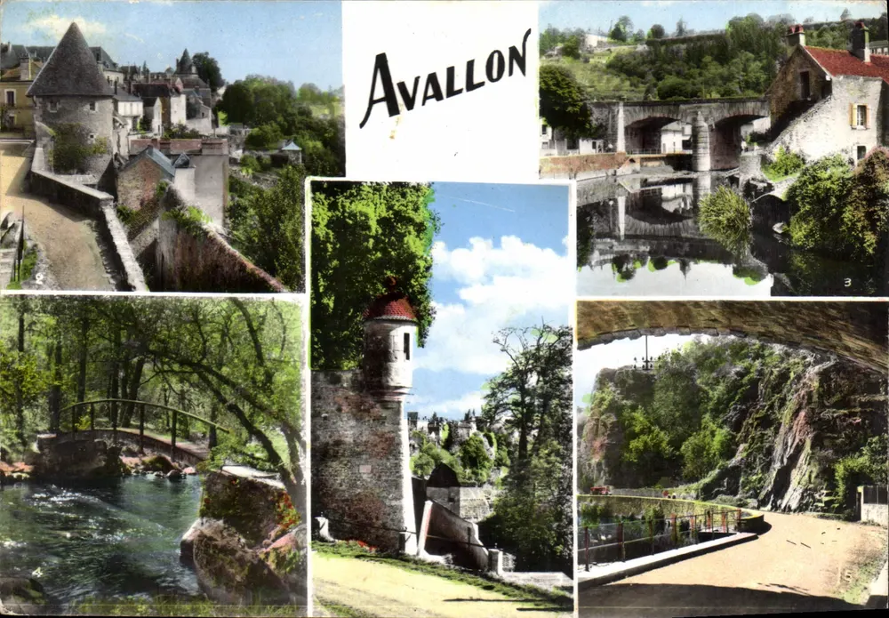 Avallon — Panoramablick mit Türmen, Brücken und Felsen — Les Éditions d'Art - Vorderseite