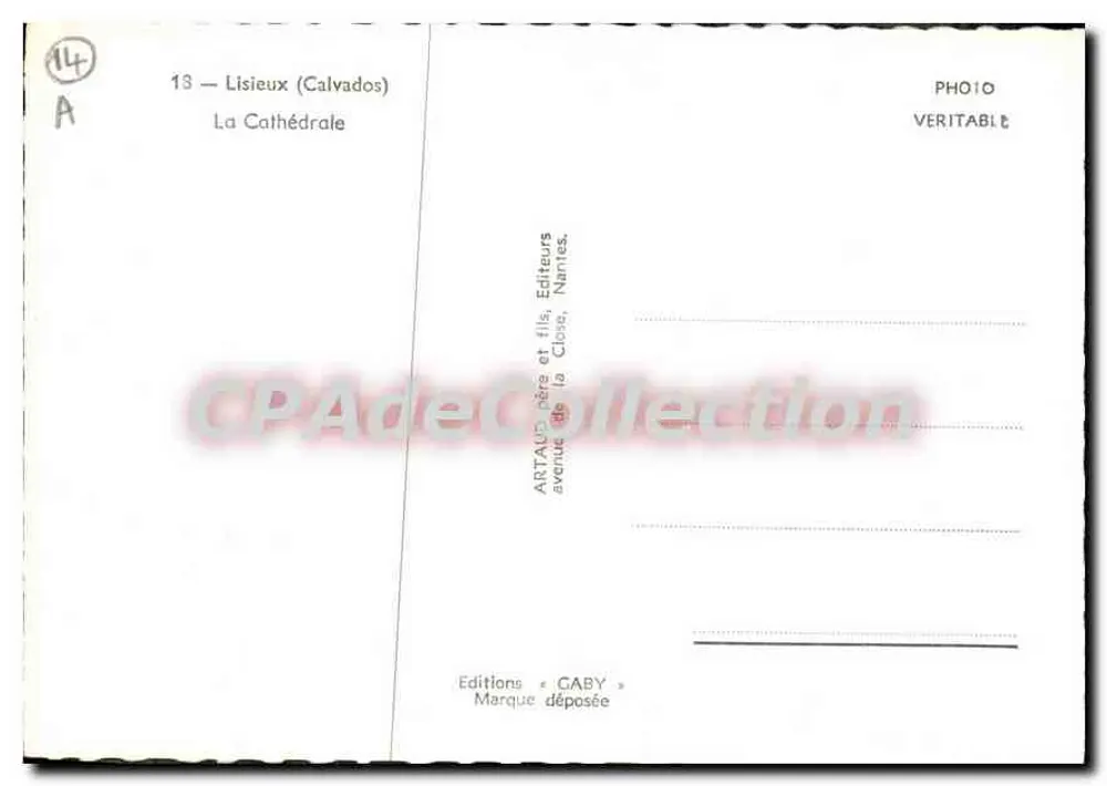 Lisieux (Calvados) — A Catedral — Éditions Gaby - Verso