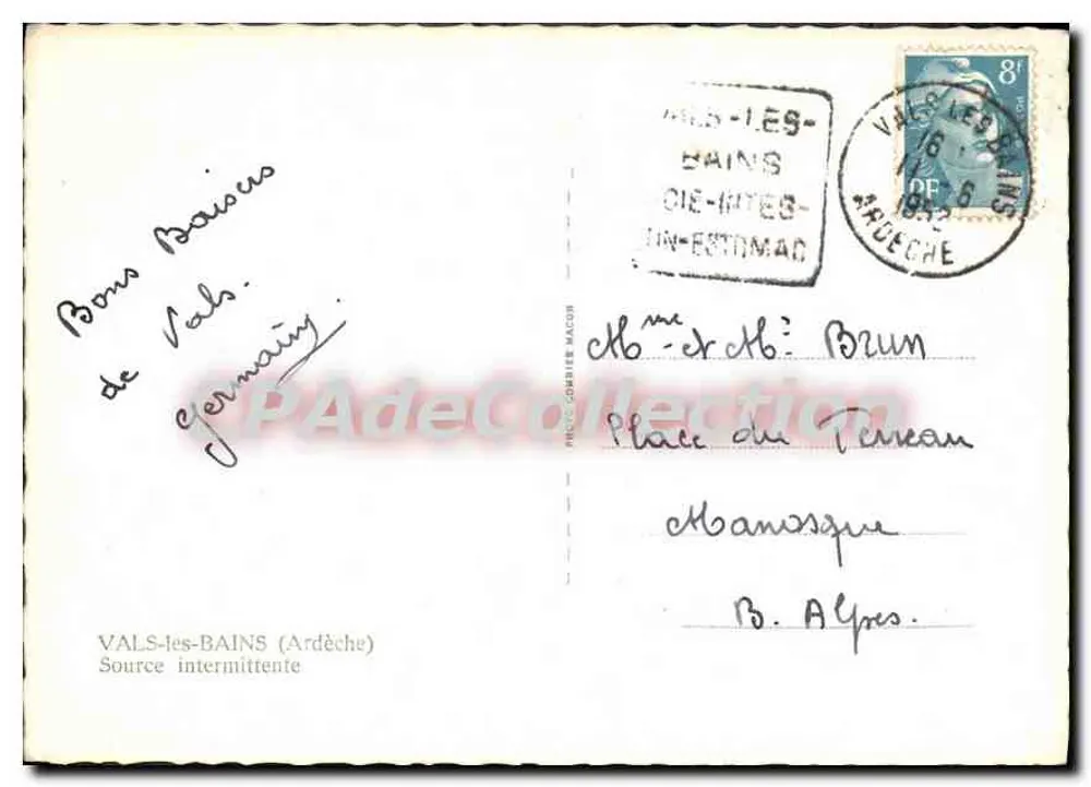 Valls-les-Bains — Fonte intermitente — P. Combier Macor - Verso