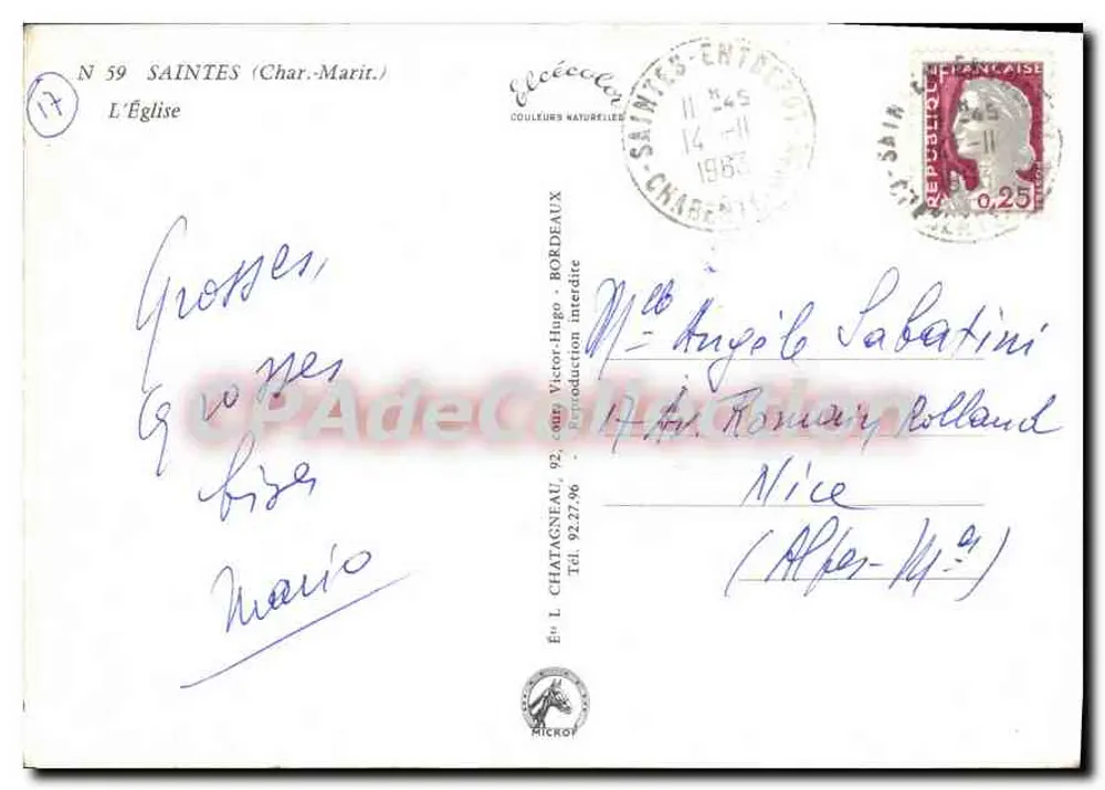 Saintes — A Igreja — Editora Elcée, n° 59 - Verso