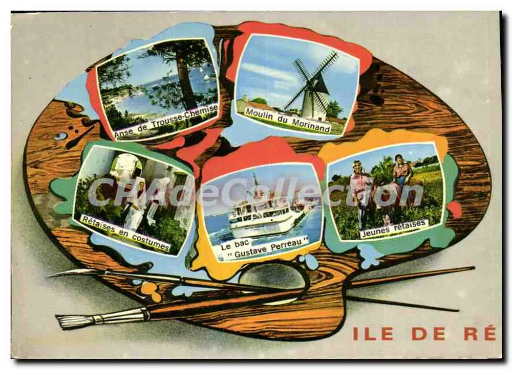 Ilha de Ré — Vista panorâmica com 5 cenas locais — Artaud Frères, Nantes - Frente