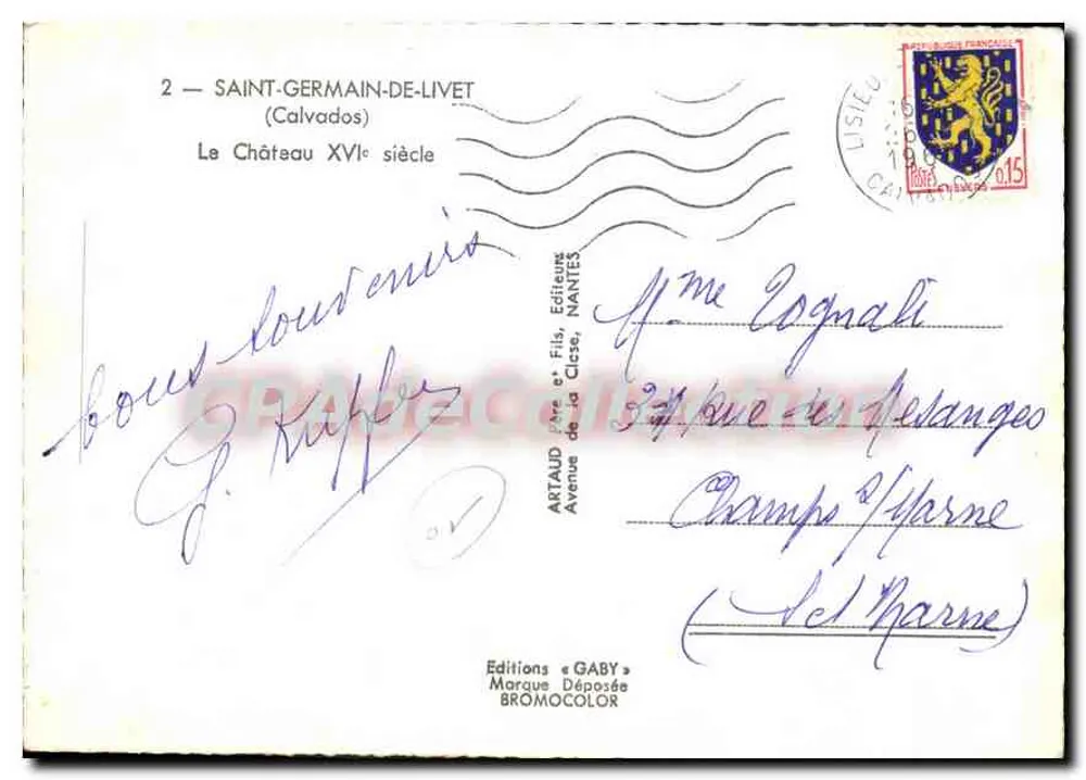 Château de Saint-Germain-de-Livet — éditeur Gaby, N°2 - Verso