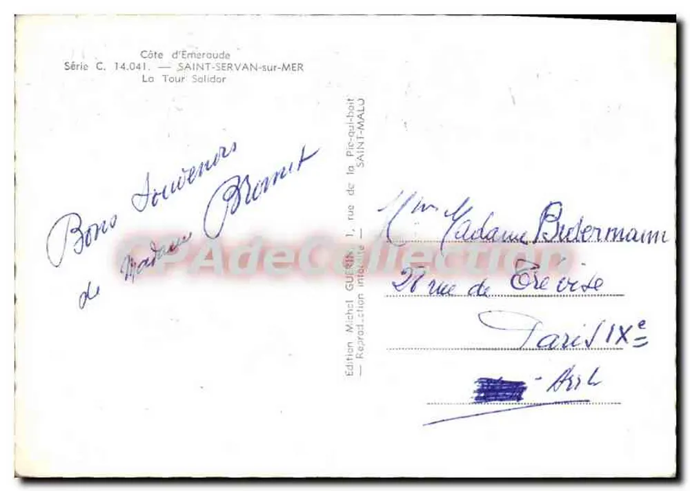 La Tour Solidor — Saint-Servan-sur-Mer — Édition Michel Guérin, Série C. 14.041 - Rückseite