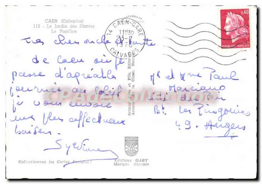 Le Jardin des Plantes — Le Papillon — Éditions Gaby - Rückseite