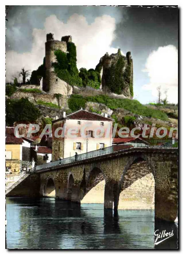 St-Germain-de-Confolens — Ruinen des Schlosses und Brücke über die Vienne — A. GILBERT - Vorderseite