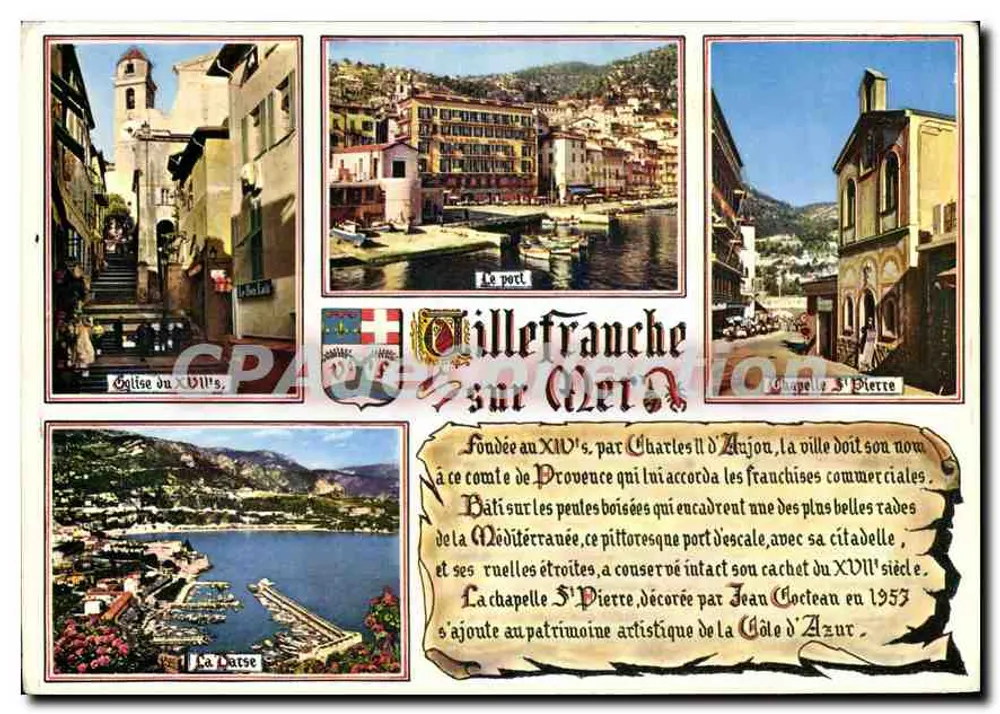 Villefranche-sur-Mer — vue panoramique et sites historiques — Éditions Photoguy - Recto