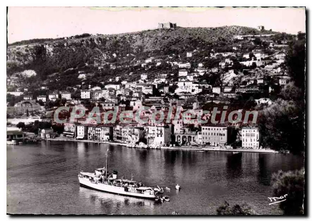 Villefranche-sur-Mer — vue générale avec bateau au port — Éditions M. de Cimiez - Vorderseite