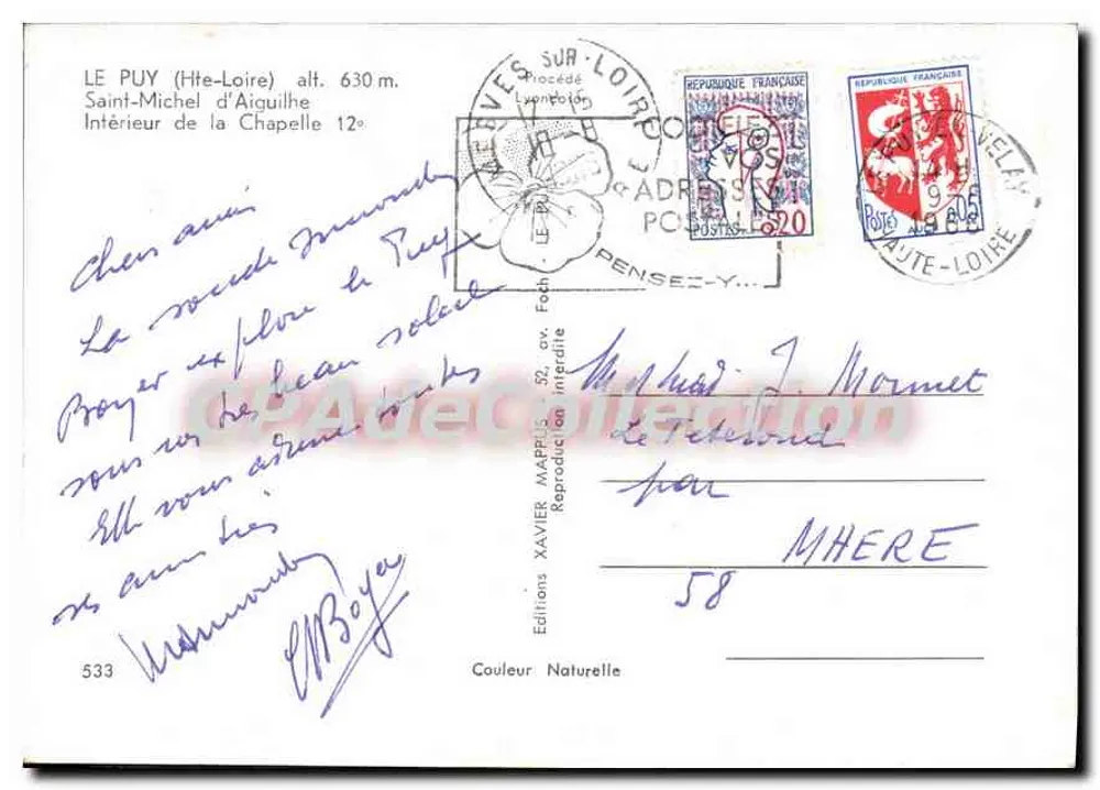 Innenansicht der Kapelle Saint-Michel d'Aiguilhe — Le Puy-en-Velay — Editions Xavier Mappius - Rückseite
