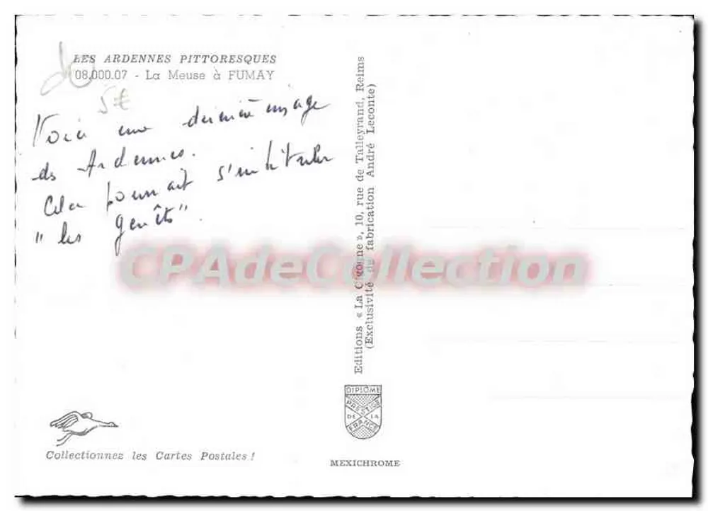 Panoramablick auf die Meuse — pittoreske Ardennen — Éditions Diplôme - Rückseite