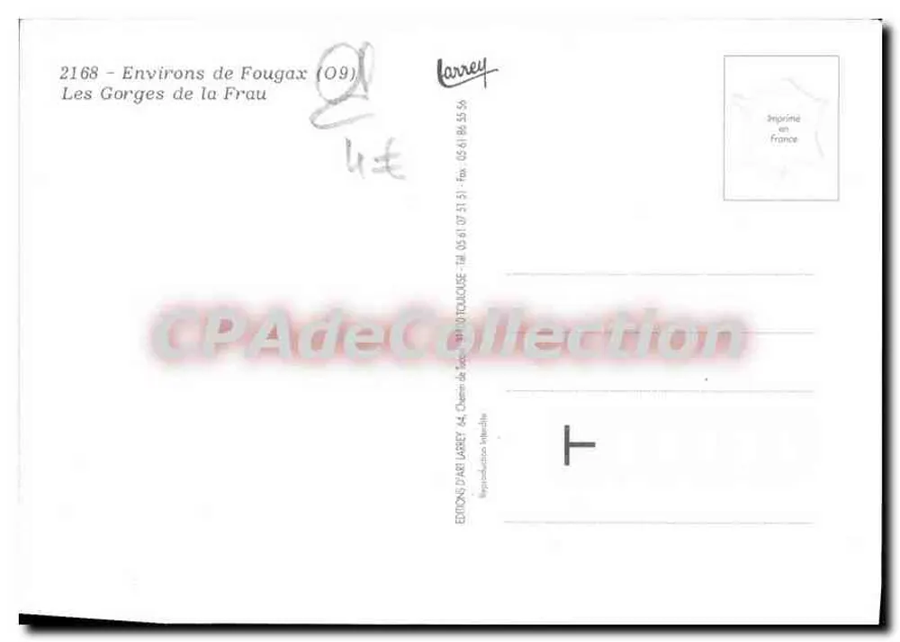 Die Gorges de la Frau — Art Editions Larey, Nr. 2168 - Rückseite
