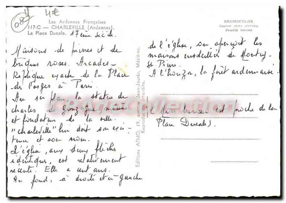 Charleville-Mézières — Place ducale und Kirche — Éditions ATMO - Rückseite