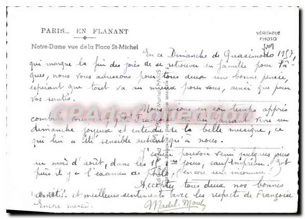 Notre-Dame von Paris — Ansicht der Place Saint-Michel — Verlag PARIS... EN FLANANT - Rückseite
