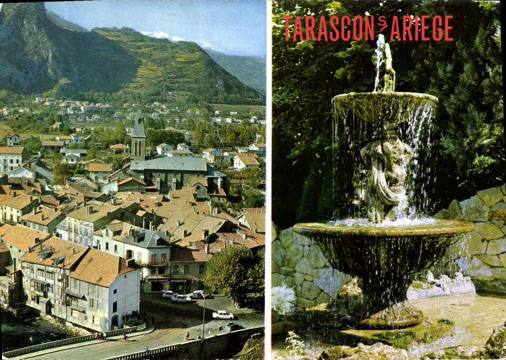 Tarascon-sur-Ariège — vue générale et fontaine sculptée — Éditions d'Alain de Tucault - Vorderseite