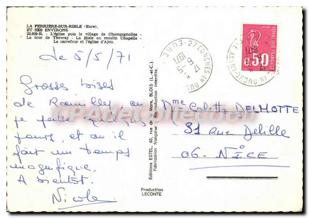La Ferrière-sur-Risle und ihre Umgebung — Editions ESTEL, Nr. 22.809-R - Rückseite