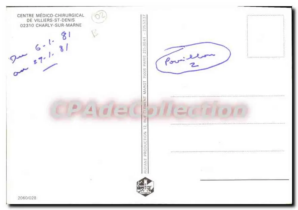 Centre Médico-Chirurgical de Villiers-St-Denis — Luftbild — Verlag Ruvant Production - Rückseite
