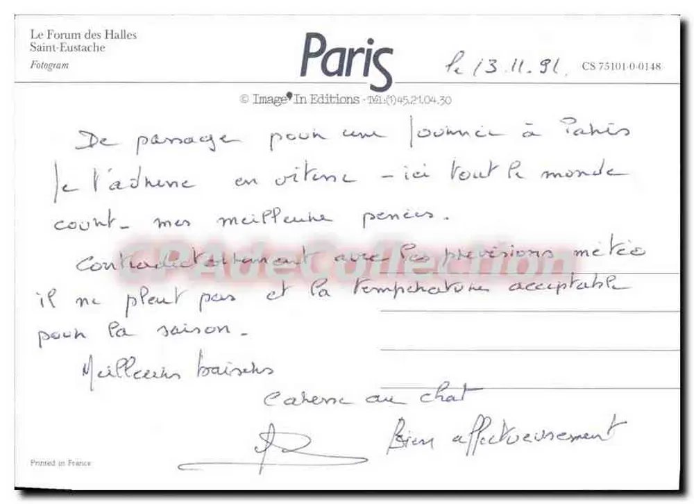 Fórum das Halles — Paris — Editora: Image'In Éditions, n° CS 75101-0-0148 - Verso