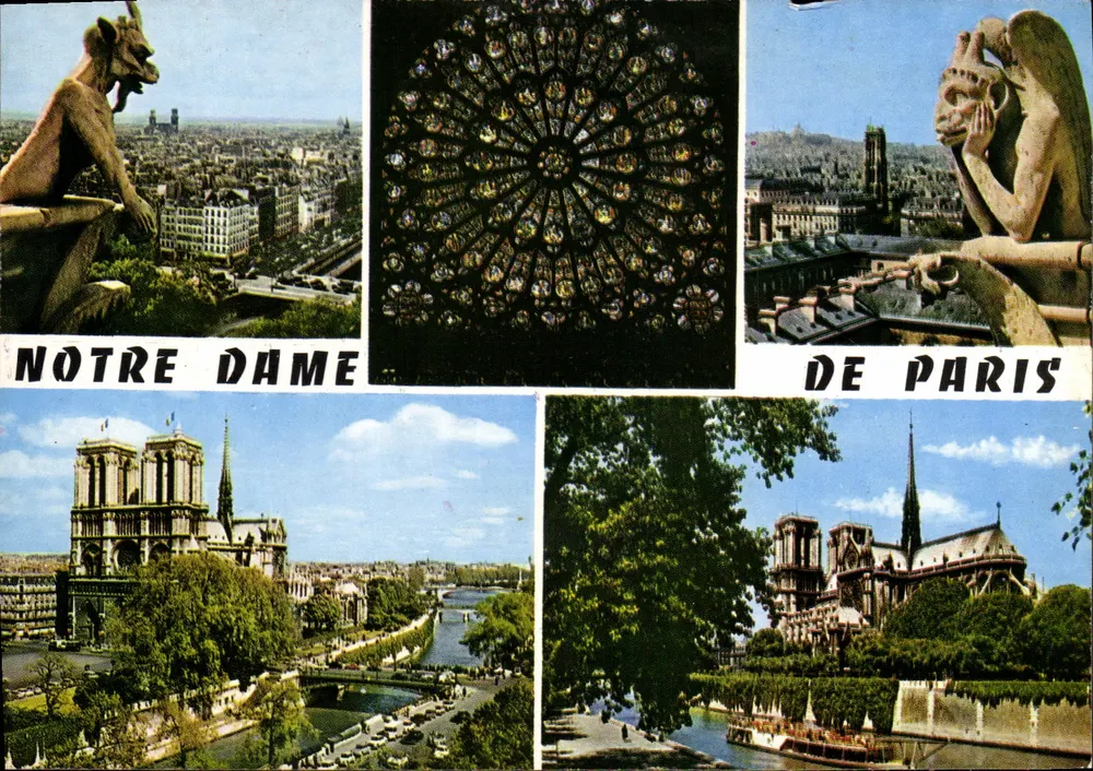 Notre-Dame de Paris — vista panorâmica e detalhes arquitetônicos — Edições E.C. Paris - Frente