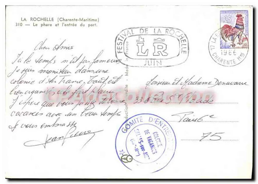La Rochelle — Der Leuchtturm und der Hafenmund — Vintage Postcard/Antike Ansichtskarte - Rückseite