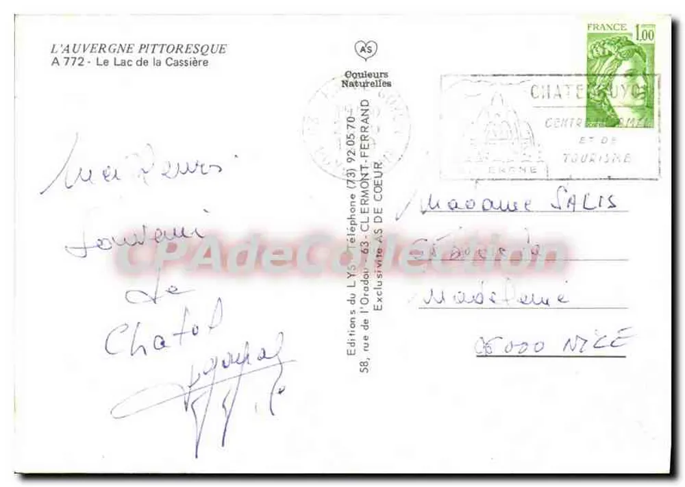 Pittoreske Auvergne — See de la Cassière — Éditions du Lys - Rückseite
