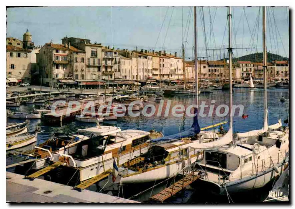Hafen von Saint-Tropez — Ansicht des Hafens mit Segelschiffen — Éditions Jella, Nice - Vorderseite