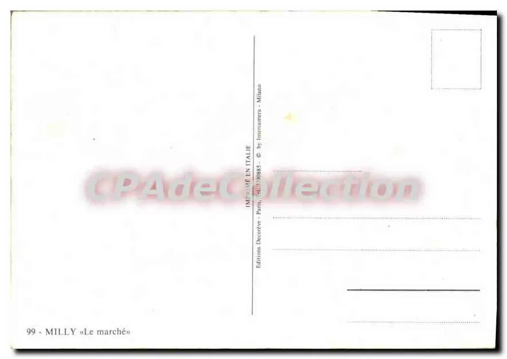 Mercado animado — paisagem de colinas — Milly - Verso