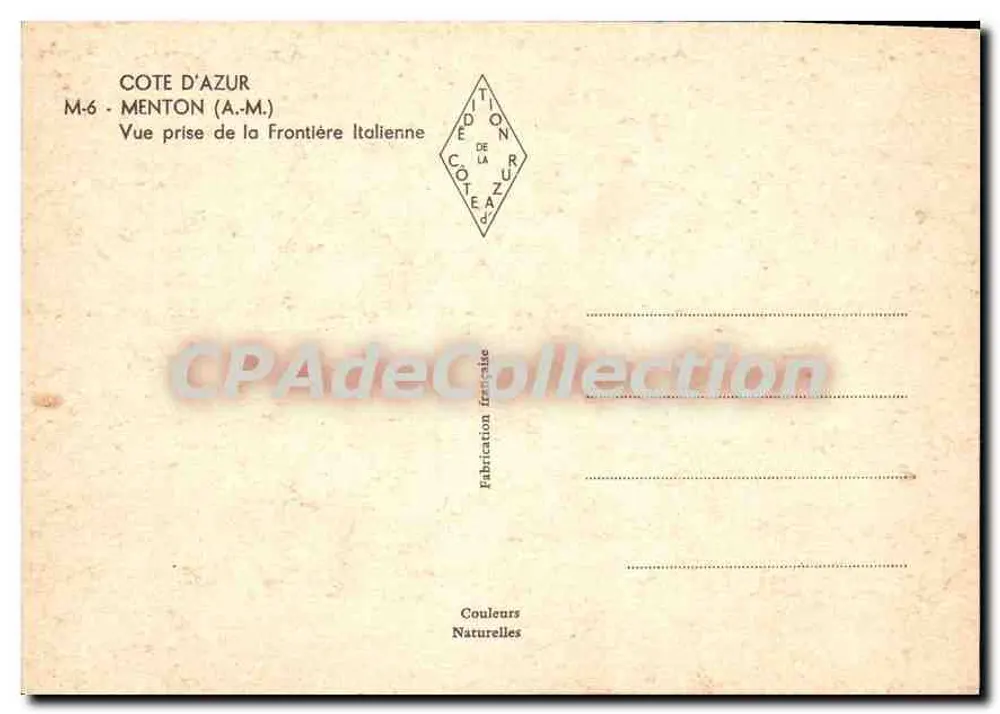 Menton — Ansicht von der italienischen Grenze — Côte d'Azur Edition - Rückseite
