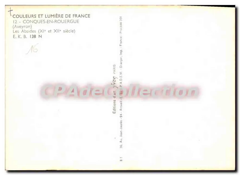 Conques-en-Rouergue — Las absidias (siglos XI y XII) — Ediciones Actuales Jean-Jaurès, París - Reverso