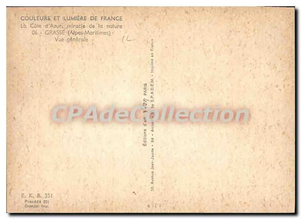 Grasse — Allgemeiner Blick — Éditions Jean-Jaurès, Paris - Rückseite