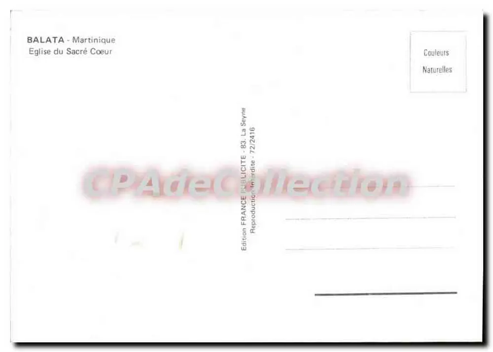 Balata - Martinica — Chiesa del Sacro Cuore — Edizione France Publicité, n° 72/2416 - Verso