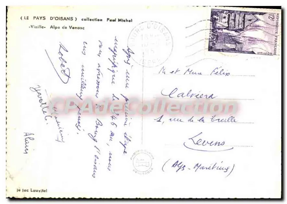 Lac Lauvile — Alpes de Venosc — collection Paul Michal - Verso