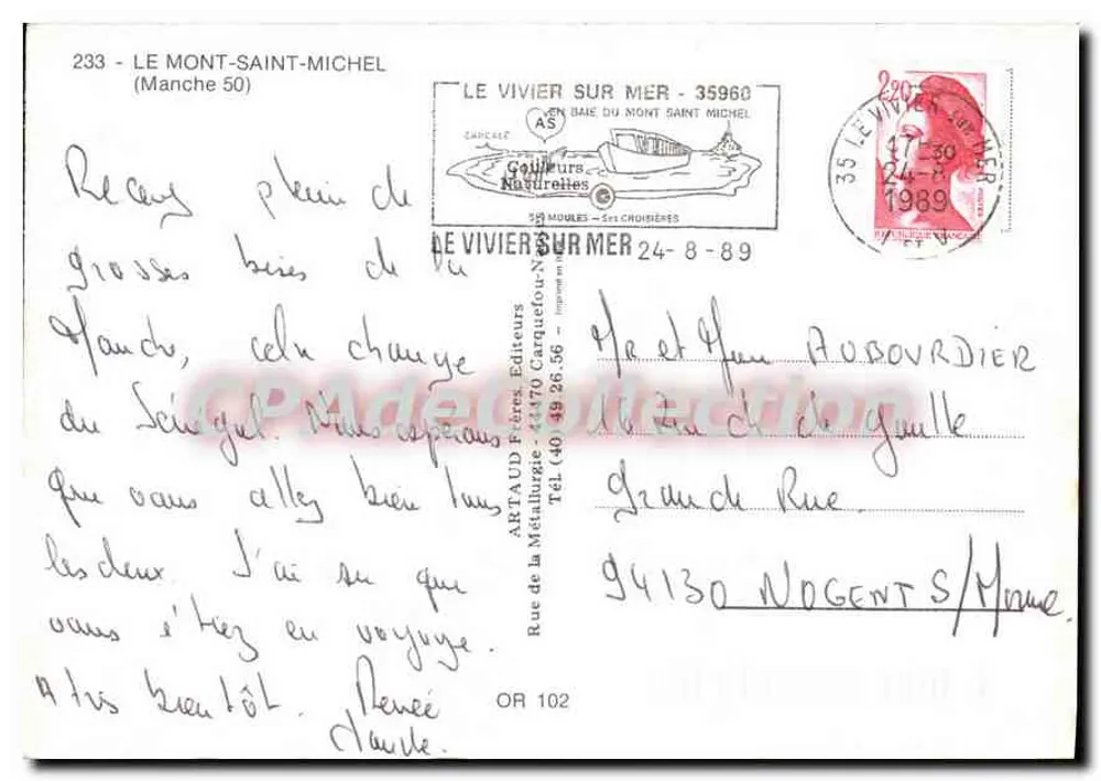 Monte-Santo-Michel — pôr do sol — ArtAUD Frères Éditeurs n°233 - Verso