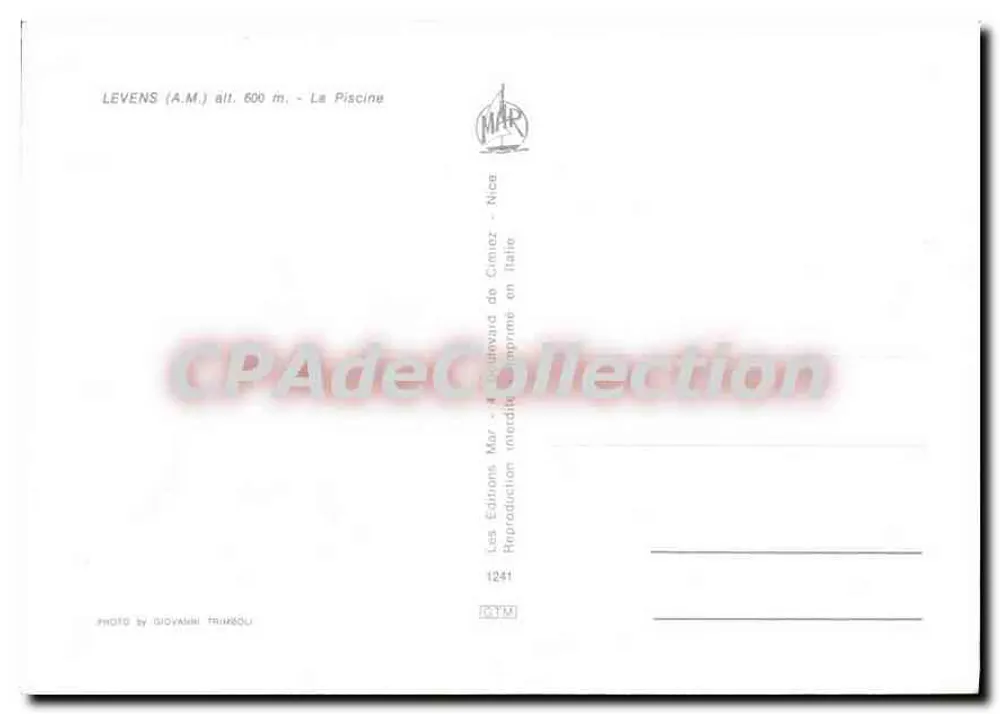 Levens (A.M.) — A Piscina — Les Edibons Mar - 4 Boulevard de Gimiez - Nice - Verso
